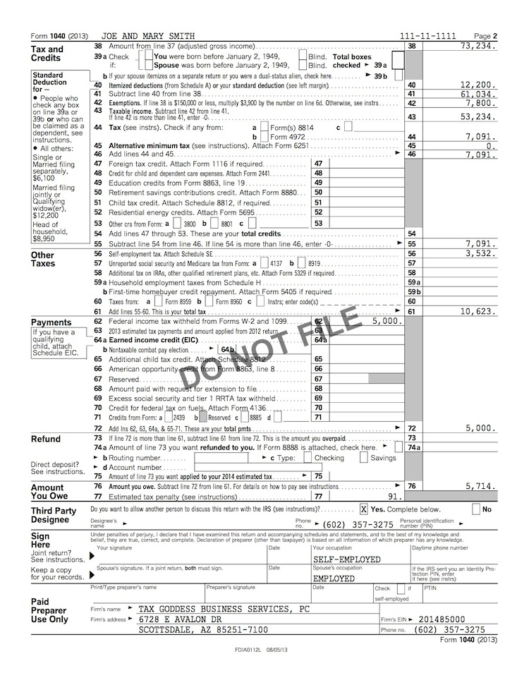 Form 1040 Page 2
