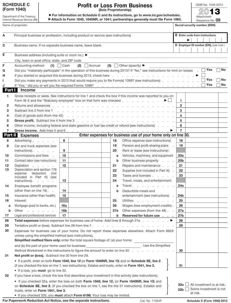 2013 Form 1040 (Schedule C)
